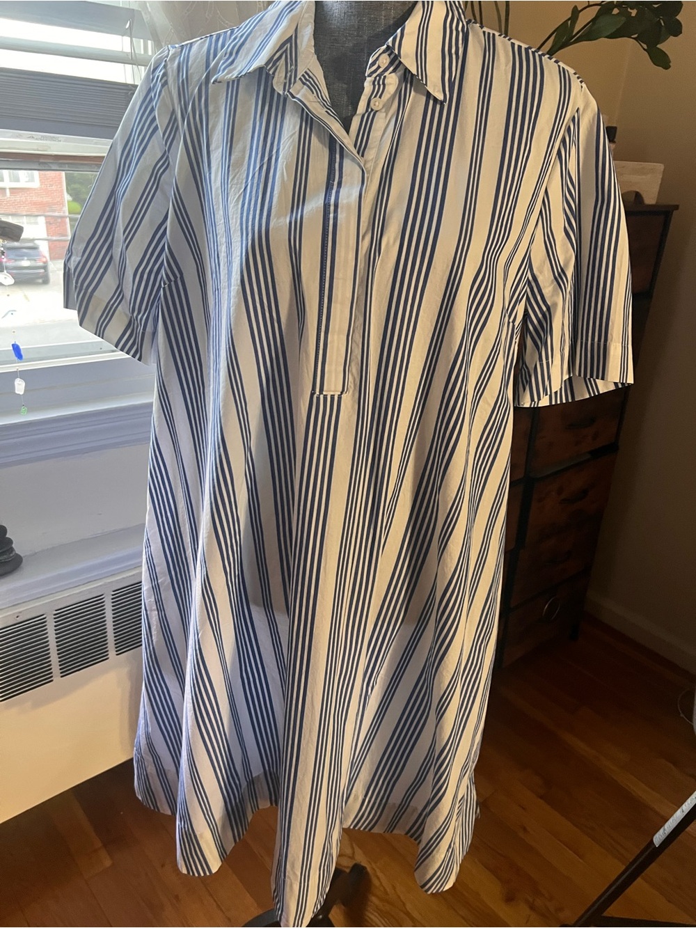 NWT TALL Stripped Half Button Shirt Dress with Pockets!